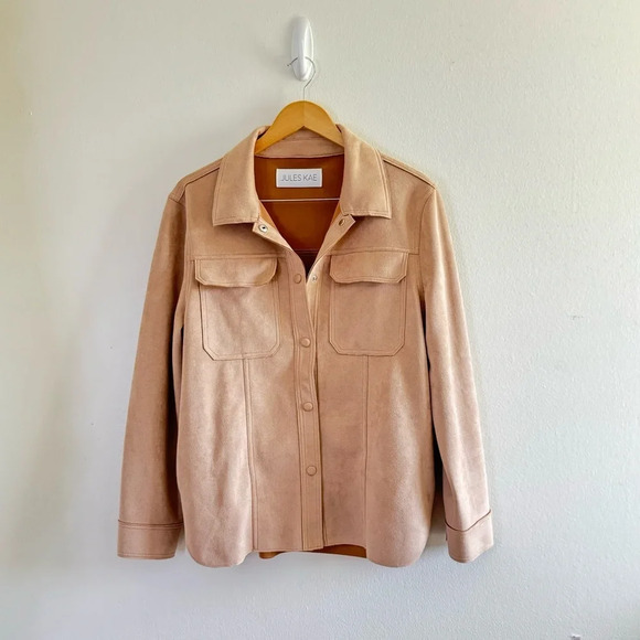 Jules Kae Hannah Beige Oversized Shacket Jacket Size XS - Picture 3 of 12